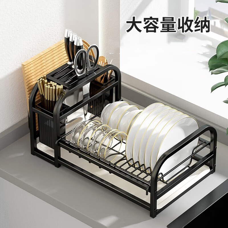 木丁丁廚房單層碗架置物架臺面碗碟盤(pán)刀架砧板菜板家用筷子瀝水收納架