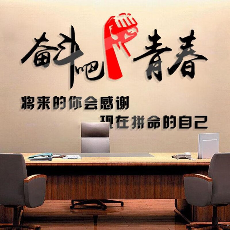 執(zhí)行力企業(yè)公司文化奮斗勵志激勵標(biāo)語辦公會議室背景亞克力3d立體墻貼企業(yè)文化墻辦公室墻壁裝飾貼 QW【奮斗吧青春】 特大號