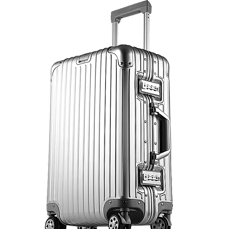 百亿补贴：世界地理德国铝镁合金行李箱金属男女铝框拉杆箱密码锁登机旅行箱万向轮 铝镁合金轻奢纪念款（银配蓝） 24英寸 -出行黄金尺寸/中长途出行 585元