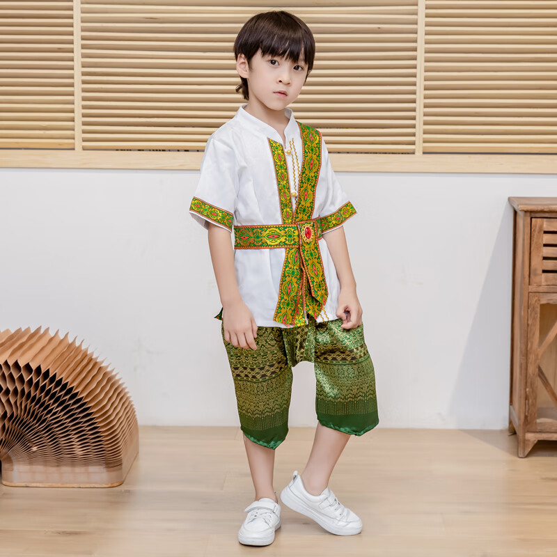 奕狮伊颜纯装男童国庆节表演服云南傣族服装男童装泼水节少数民族儿童