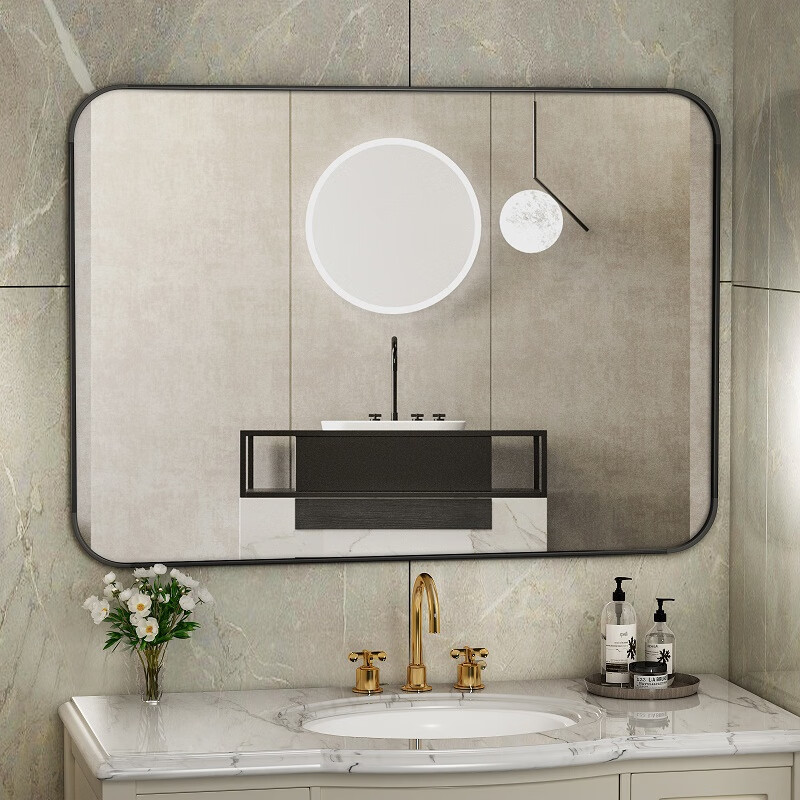 安尔雅 浴室镜子贴墙洗手卫生间厕所梳化妆台挂墙免打孔壁挂式卫浴镜