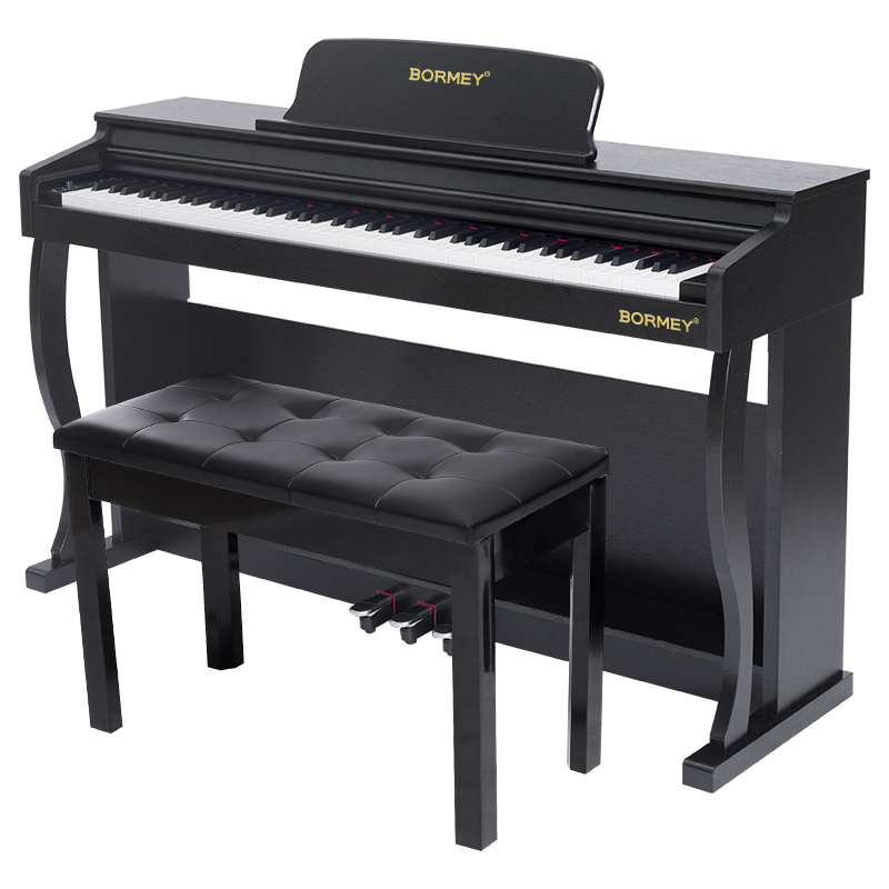 博美（BORMEY）电钢琴专业智能数码钢琴88键重锤三踏纯钢 L91重锤黑+双人琴凳+9大礼包