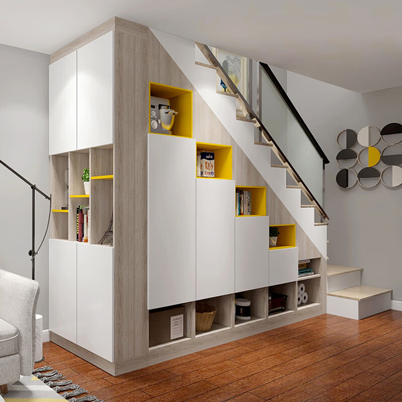 秋佳定制实木楼梯柜阁楼鞋柜复式设计楼梯柜多功能收纳家用储物柜定做