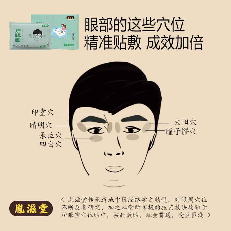 胤滋堂护眼贴古方眼宝眼贴缓解眼疲劳干涩成人儿童叶黄素视力穴位护眼宝 三盒装(初级装-21天量)
