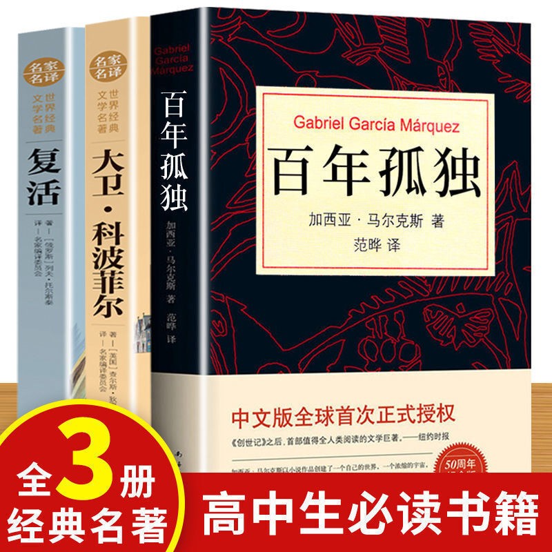 高中读 高中生读书目 百年孤独+大卫·科波菲尔+复活+老人与海 高中课外阅读读名著 正版必 【3册】百年孤独+复活+大卫·科波菲尔