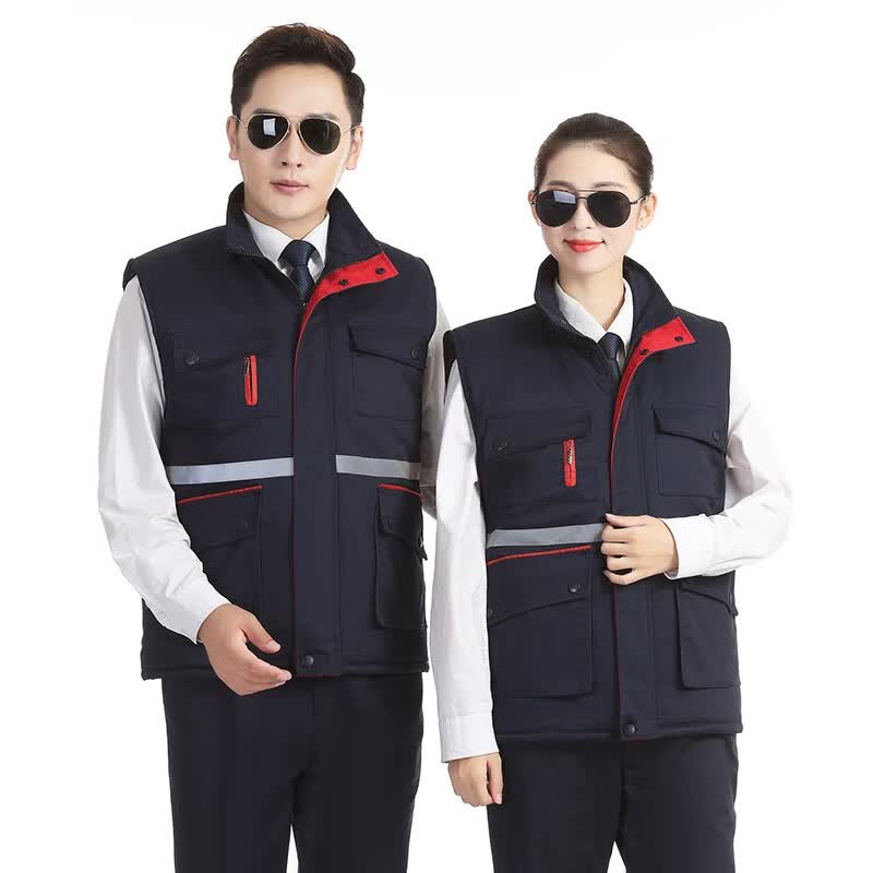 琴琴家 冬季工作服帆布棉马甲男户外建筑工程服马夹加厚耐磨反光劳保