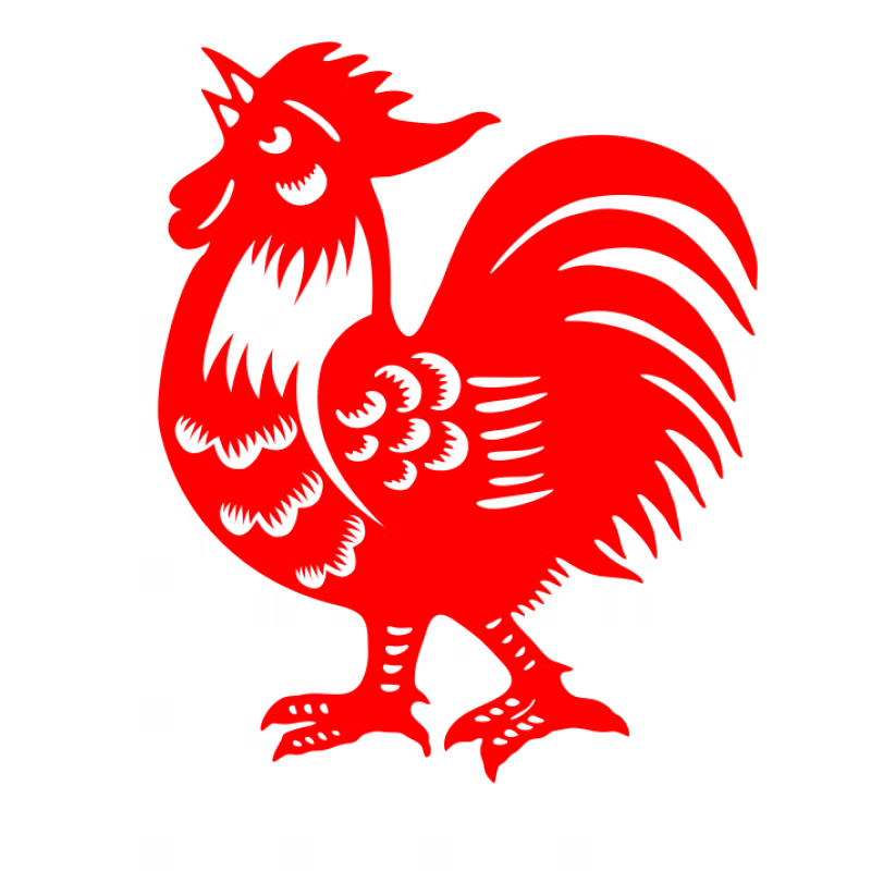 创京懿选大公鸡贴墙画中式大红公鸡剪纸镂空玻璃贴不干胶窗花墙贴装饰