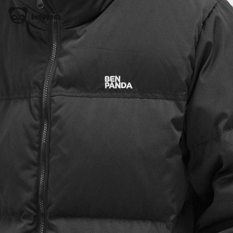 熊猫·本(ben.panda)工装羽绒服男潮流时尚立领加厚保暖户外休闲上衣多穿外套 黑色(防泼水面料) M