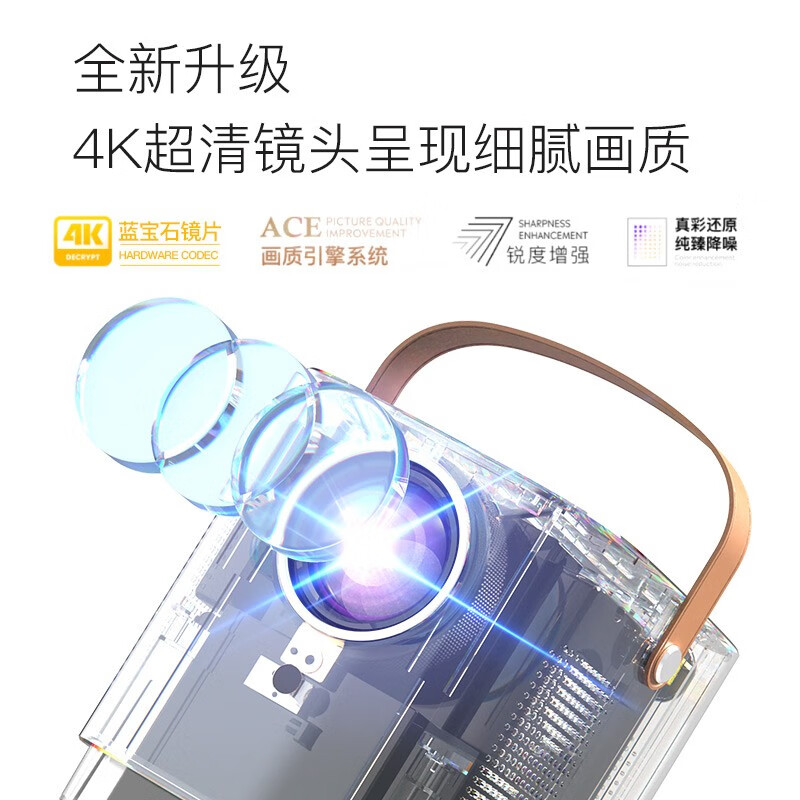 璟甄 R5 2022新款超高清4K投影仪家用办公1080P无线卧室小型便携投影机家庭影院投影智能屏幕 雪域白丨智能语音版丨光影美学新生【电视级无损解析】