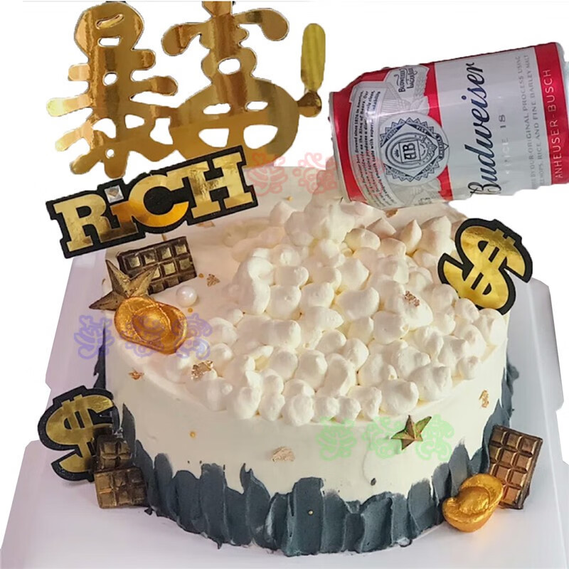 芙滋窝悬浮反重力啤酒生日蛋糕可乐易拉罐喝酒男孩老公男士全国同城