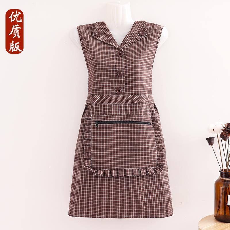 无就(wujiu)有袖子的围裙纯棉时尚长袖罩衣女厨房家用做饭上班工作
