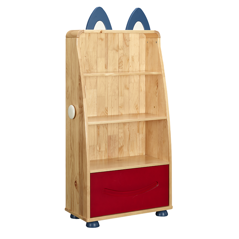 喜梦宝书架游戏空间置物架简约现代全实木玩具柜子 原木色 书柜