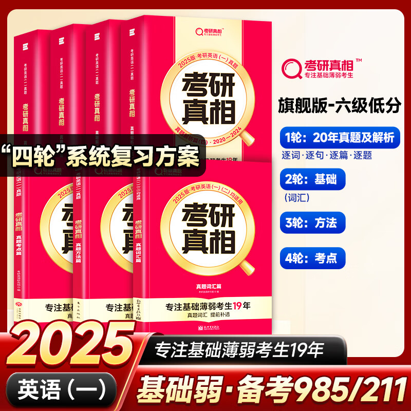 【官方旗舰店】2025考研真相英语一英语二全套真题解析考研英语2004-2024历年真题试卷长难句阅读写作可搭考研词汇闪过 六级低分-英一】20年解析+词汇+方法+考点