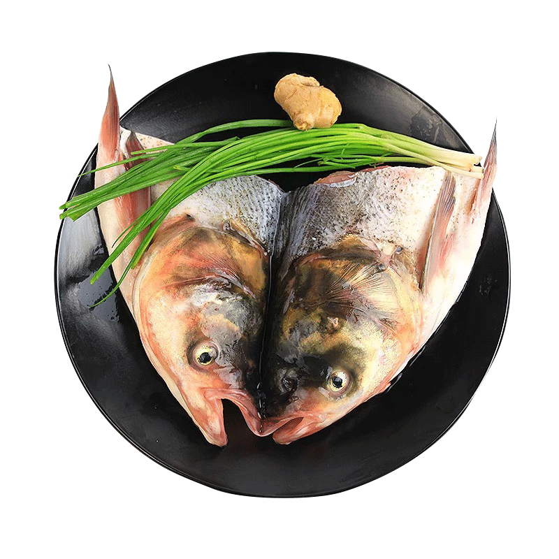 品鲜肴 淡水鱼头 生态花鲢鱼头/胖头鱼头 自然现捕鲜活现杀生鲜水产 约1kg（净膛前）现杀1只2斤