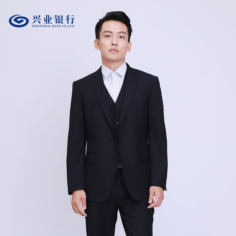 米瑞森兴业银行行服男工作服男士西装藏青色外套西服商务修身职业装