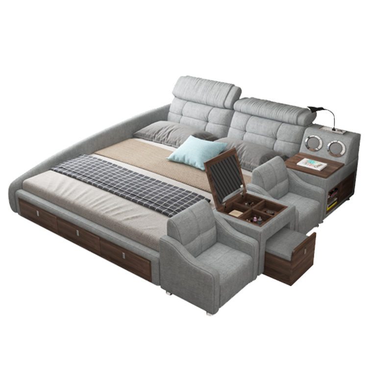 梵萨帝 床榻榻米床 北欧现代简约卧室家具大小户型可移动储物榻榻米布艺双人床 床+环保椰棕床垫 1500*2000