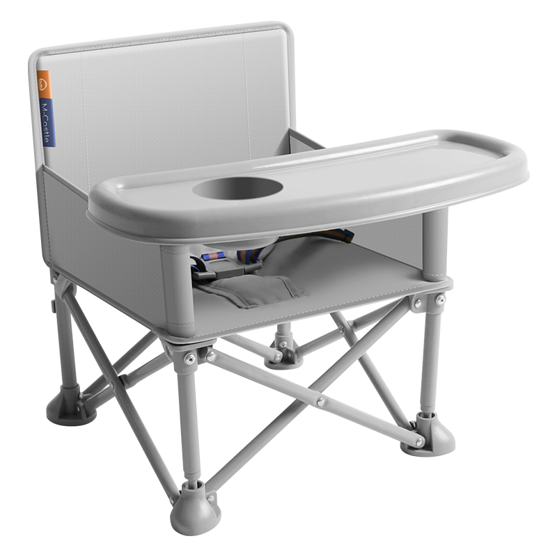 慕卡索宝宝露营椅婴儿便携餐椅户外沙滩椅儿童折叠野餐椅0-6岁可调椅子 季风灰/户外露营椅