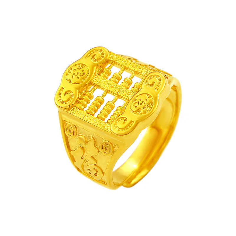 复古霸气百福招财算盘越南沙金戒指男士如意金指环饰品老板仿金戒指