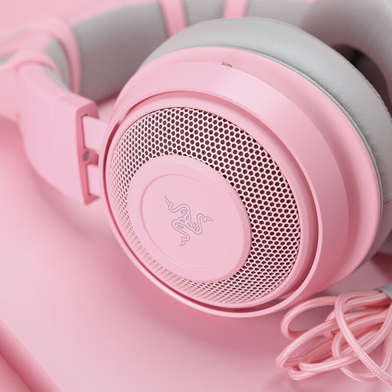 雷蛇（Razer）北海巨妖粉晶版 2019新款 清凉凝胶耳罩 游戏耳机 女生电竞耳机 粉色耳机