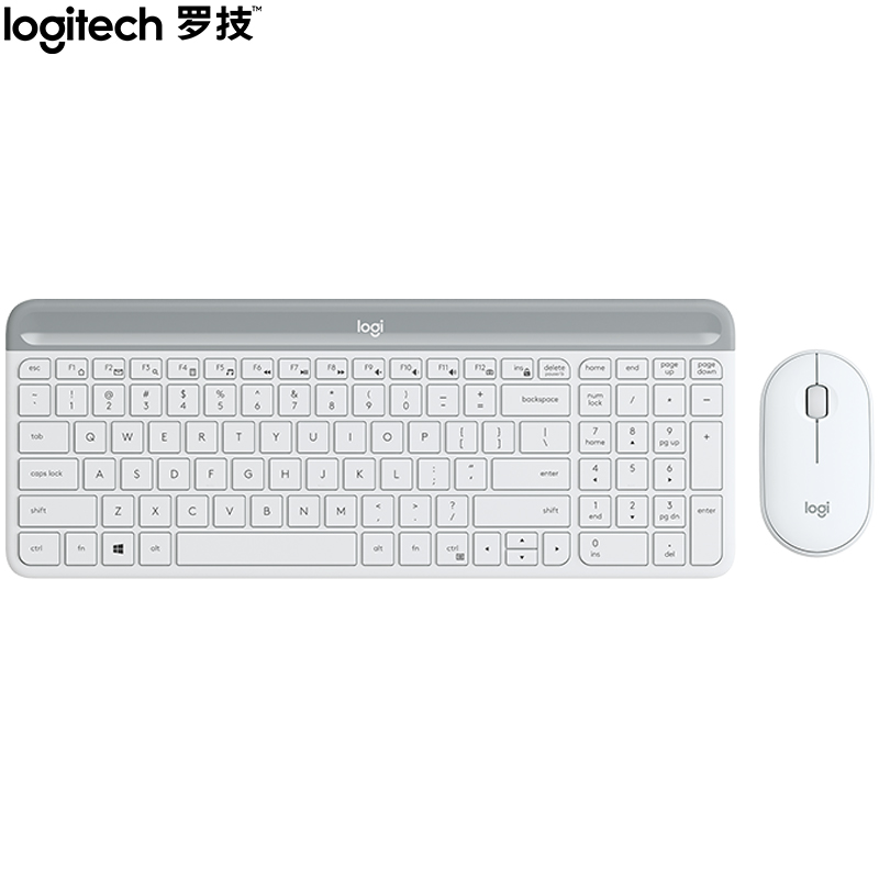 罗技（Logitech）MK470 键鼠套装 无线键鼠套装 超薄 全尺寸 芍药白 带无线2.4G接收器