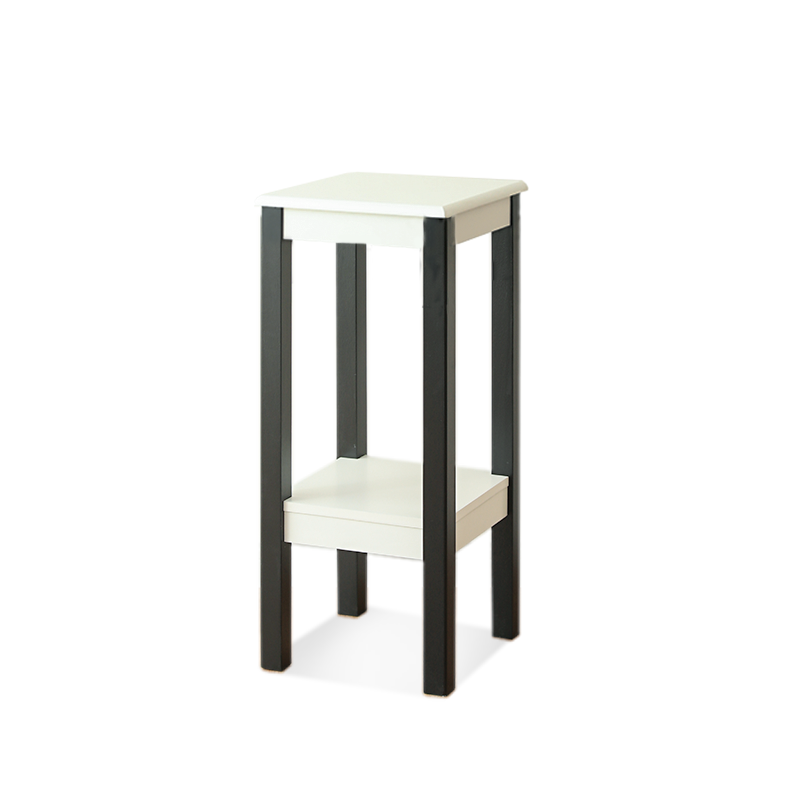 简直 实木花架客厅落地简易花几移动花盆架室内多肉花架子摆件盆栽架花台架绿萝绿植架摆件置物架转角装饰架 白+黑-高60cm