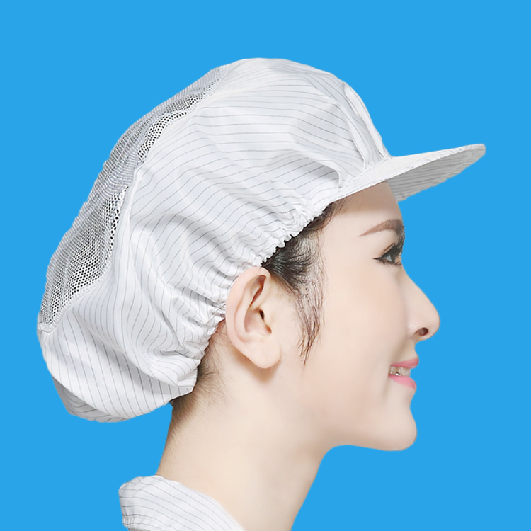 山头林村大网帽子女工作帽无尘室透气短檐帽松紧帽防尘防头屑网布帽