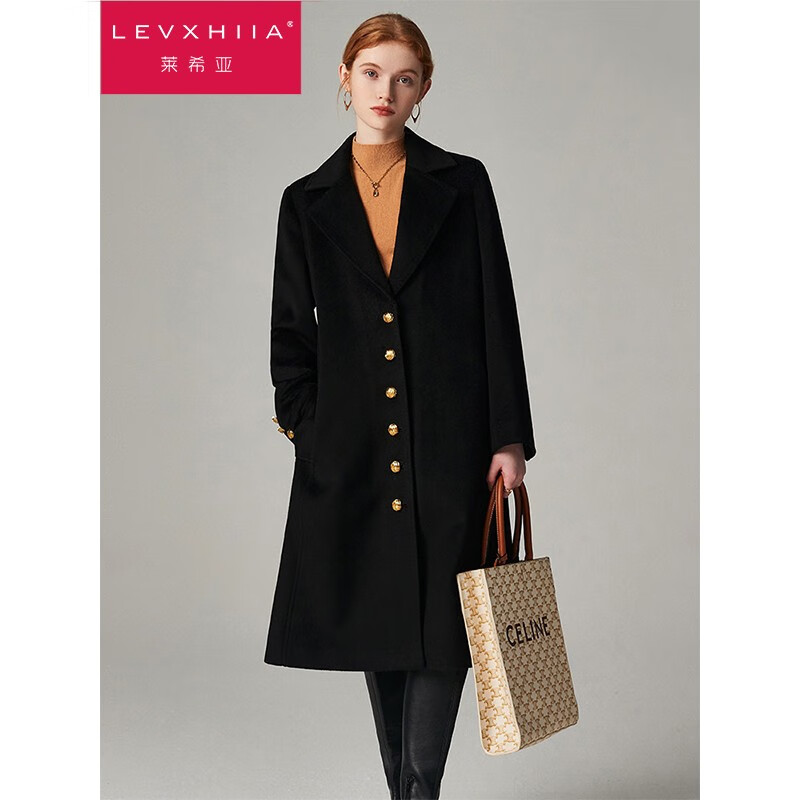 莱希亚品牌双面羊绒大衣女中长款单排扣品牌加厚羊毛呢子毛呢外套