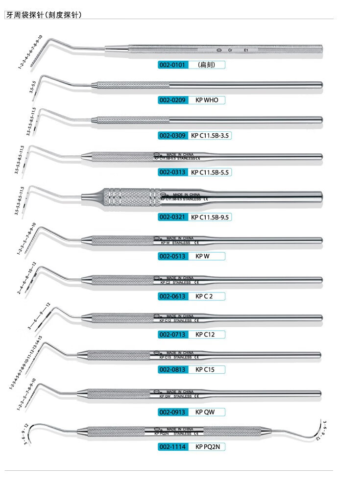 牙周袋探针 带刻度牙周探针 cpi牙周定位探针 医师考试用探针牙科