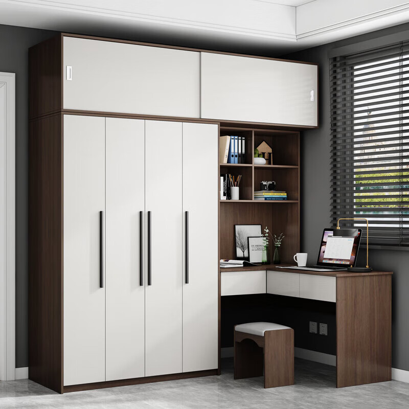 天籁昇景书桌卧室桌转角l型家用连体台式组合一体衣柜电脑简约学生学