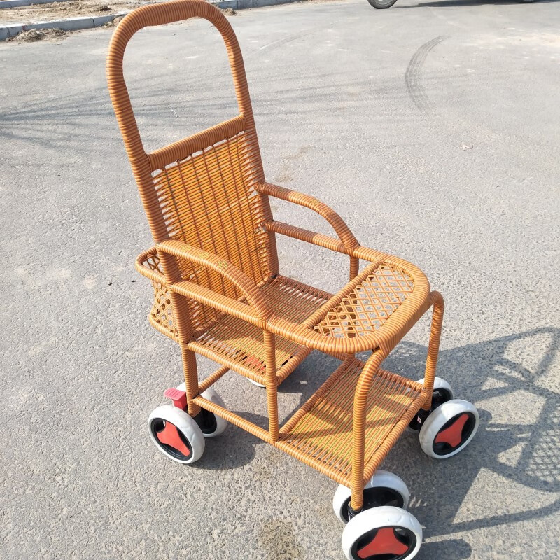 惠珍裕夏季婴儿仿藤椅推车轻便宝宝编藤手推车幼竹藤车小孩藤折叠车