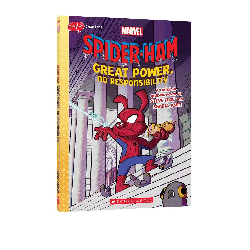英文原版 Spider-Ham: Great Power, No Responsibility 学乐漫画小说 蜘蛛侠 Marvel 漫威 Peter Porker 蜘蛛侠 图画故事书 . 绿山墙图书