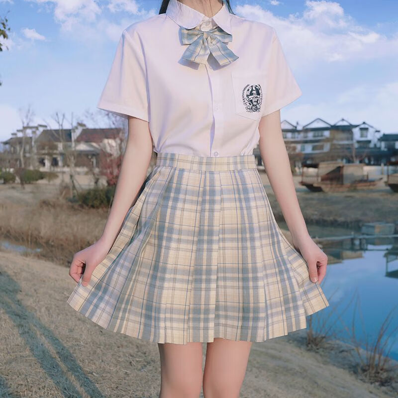 hrcongolke柠檬海盐jk制服裙全套正版学生格裙学院风短裙夏季短袖jk