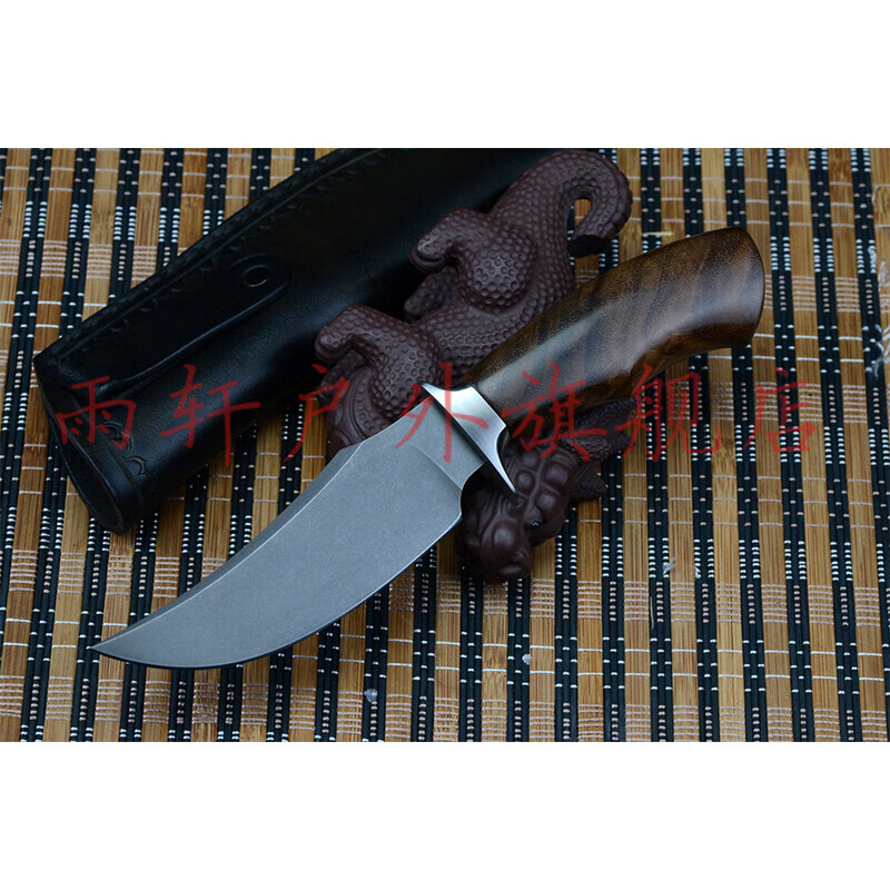 粉末不锈钢小直刀喷沙石洗刀身墨西哥黑柿木手柄户外小刀收藏送礼刀具