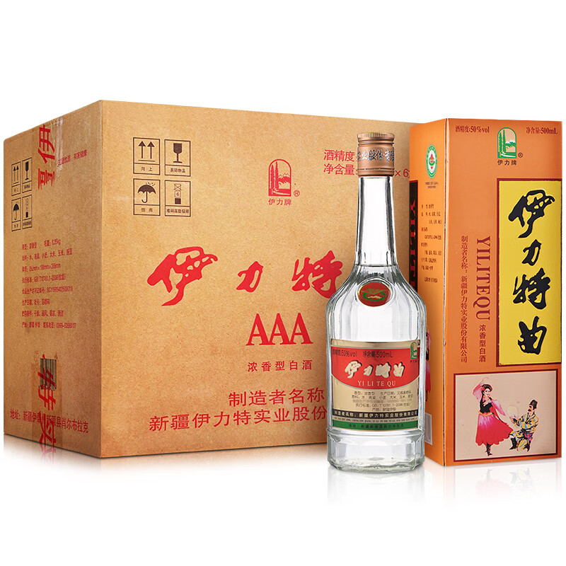 伊力特 伊力特曲 50度 高度白酒整箱装 500ml*6瓶 口感浓香型