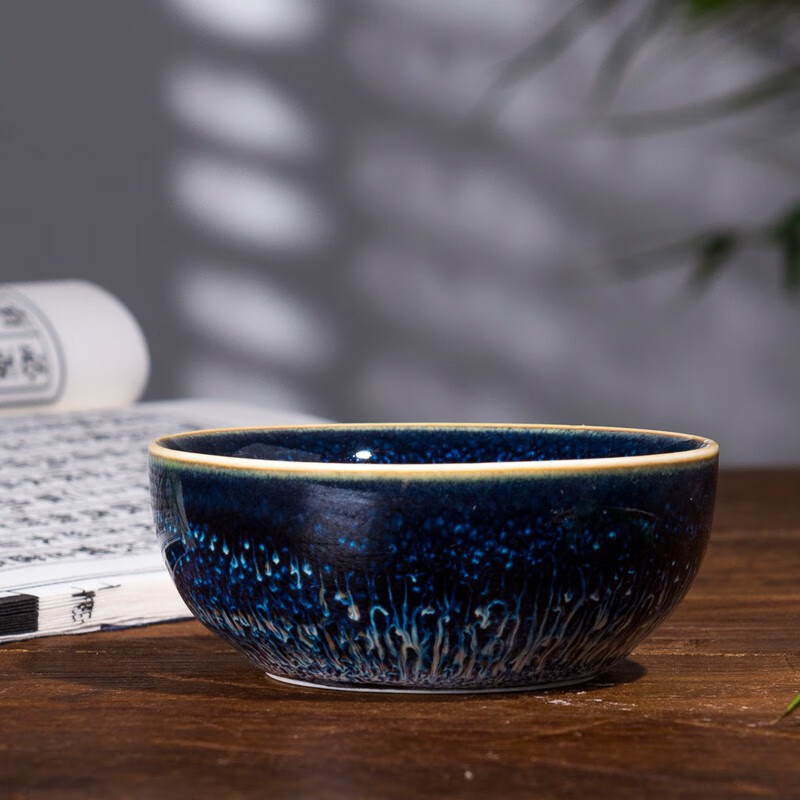 鋆钰 建盏茶杯陶瓷杯办公家用功夫茶杯茶盏 窑变天目茶具建盏品茗杯功夫小茶杯子主人杯单杯 D款普洱杯 天目釉