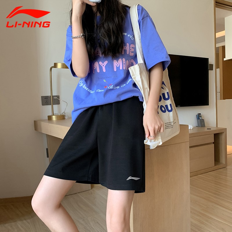 李宁运动短裤女夏季冰丝速干宽松大码跑步运动裤女士健身瑜伽裤 标准