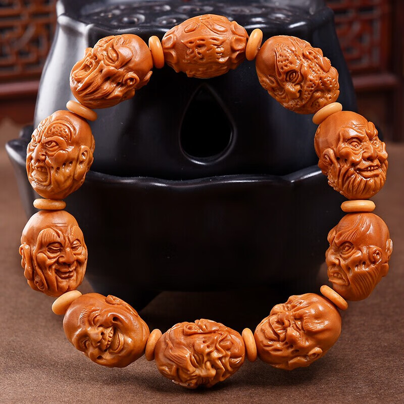 橄榄核手串 八大弥勒老油核 橄榄核雕十八罗汉文玩手串男 橄榄核素核