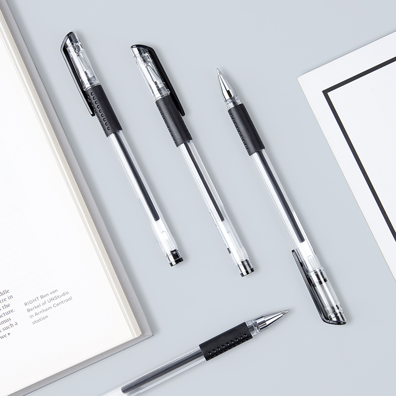 广博（guangbo）0.7mm黑色简约系列透明杆 欧标中性笔 水笔签字笔 12支装 B72102D