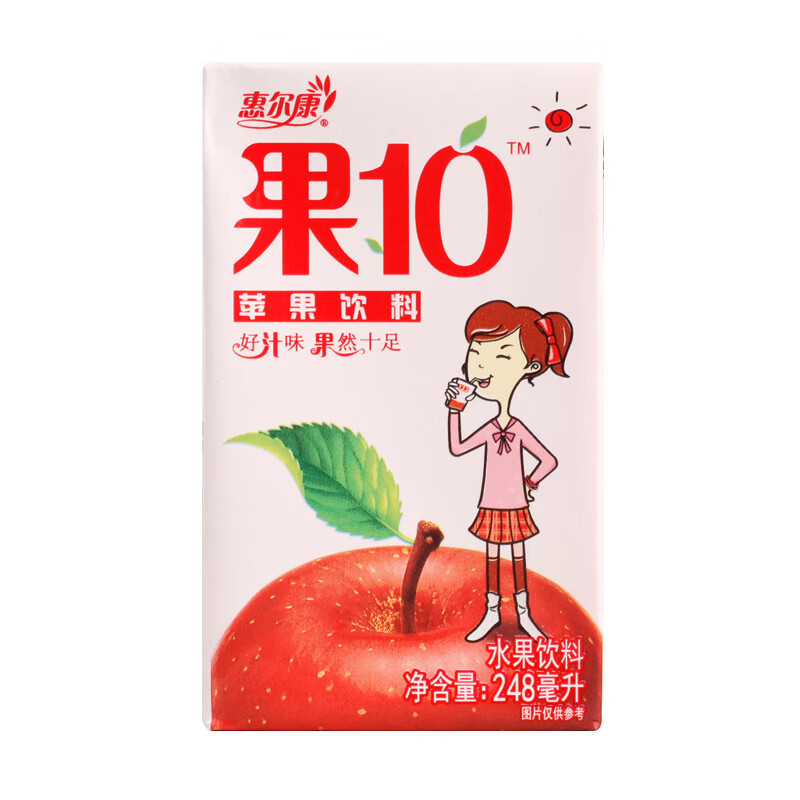 惠尔康果10饮料苹果荔枝水蜜桃口味盒装清凉饮料 雪梨汁248ml*9盒