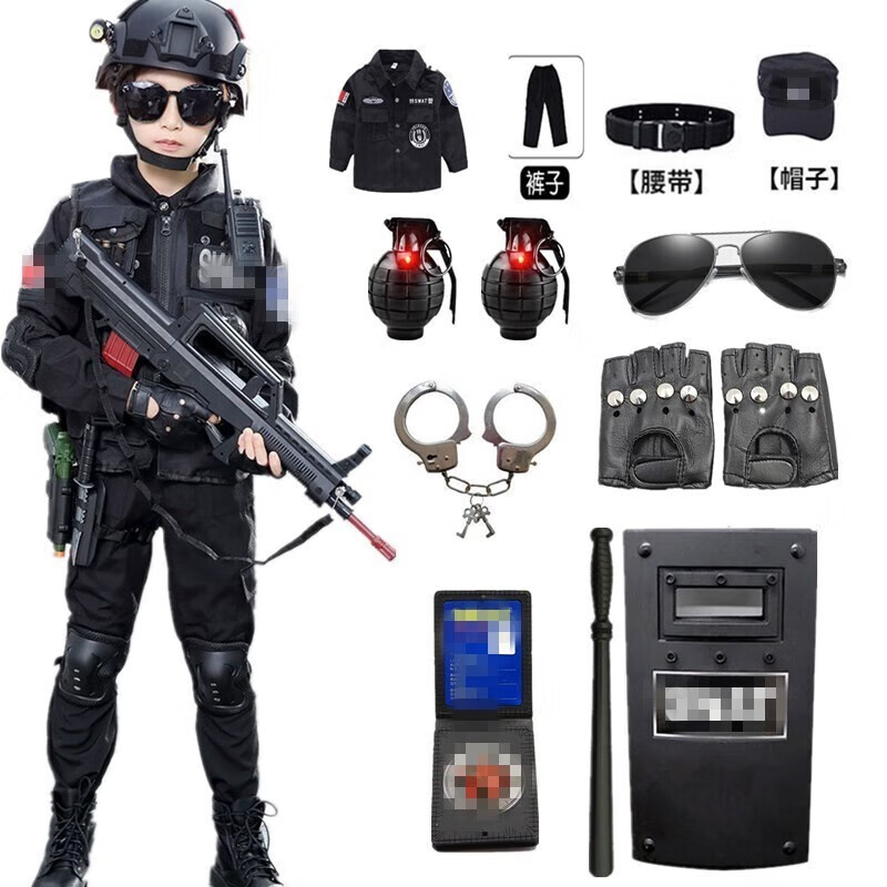 枪套装帽子小男孩特种兵作战装备声光玩具特m416警全套 特警11件套