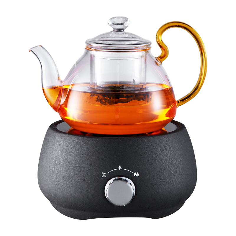 品一恒 煮茶器套装加厚玻璃过滤内胆煮黑茶普洱茶具煮茶器泡茶壶煮茶壶耐热玻璃茶壶陶瓷电陶炉煮茶炉 PYH-150中（800ML）