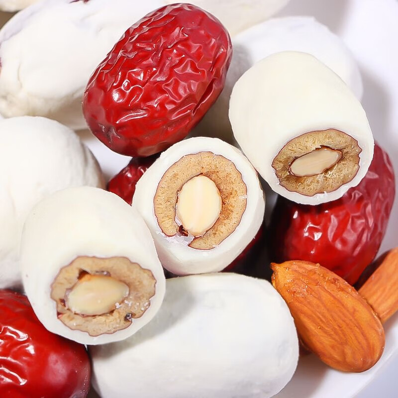 卡滋乐零食巴旦木奶枣夹心奶香奶枣奶香味休闲干果蜜饯独立包装 巴旦木奶枣6袋 125克