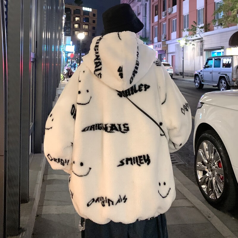 迪伽达棉服男装联名韩版冬季羊羔绒情侣棉衣潮牌加厚保暖休闲外套男士 FMQGCD-A14黑色 2XL 【建议155-170斤】