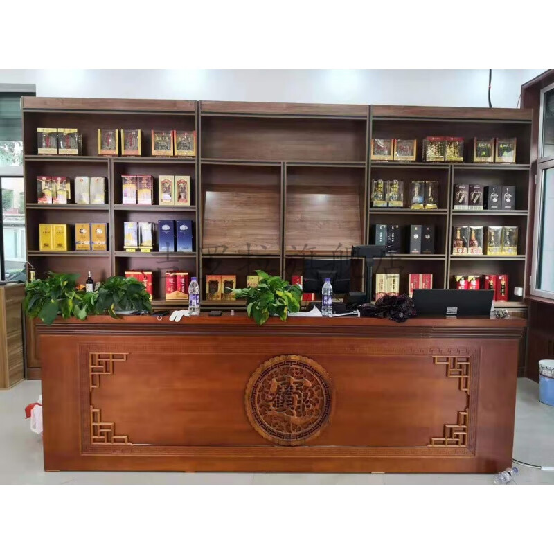 柜台中式饭店收银台吧台酒柜组合烟酒店火锅店柜台茶餐厅接待台前台桌