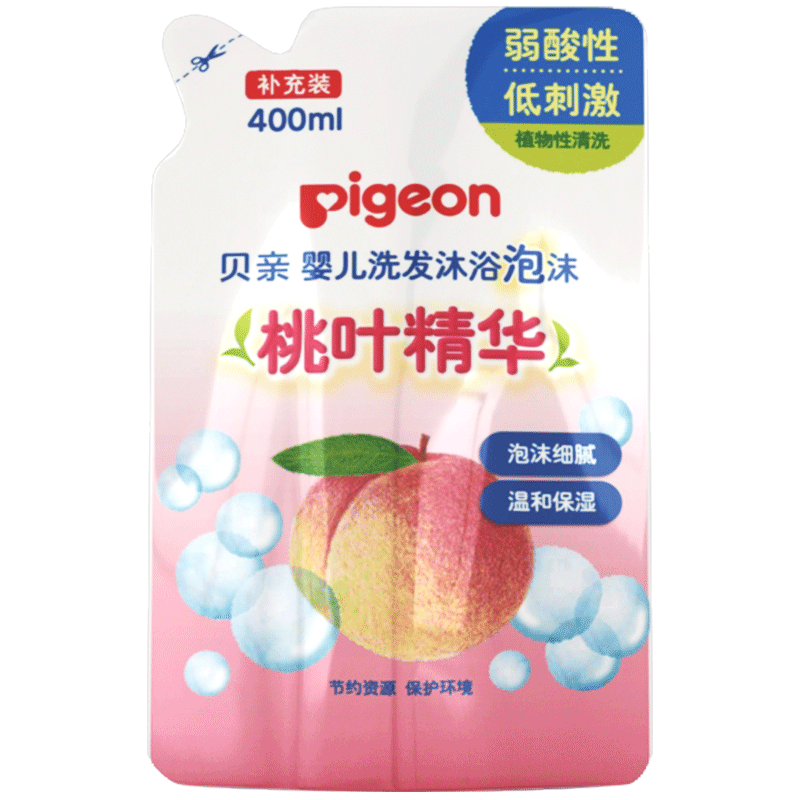 貝親（Pigeon）嬰兒洗發(fā)水沐浴露  洗發(fā)沐浴二合一 補充裝桃葉精華 400ml IA228
