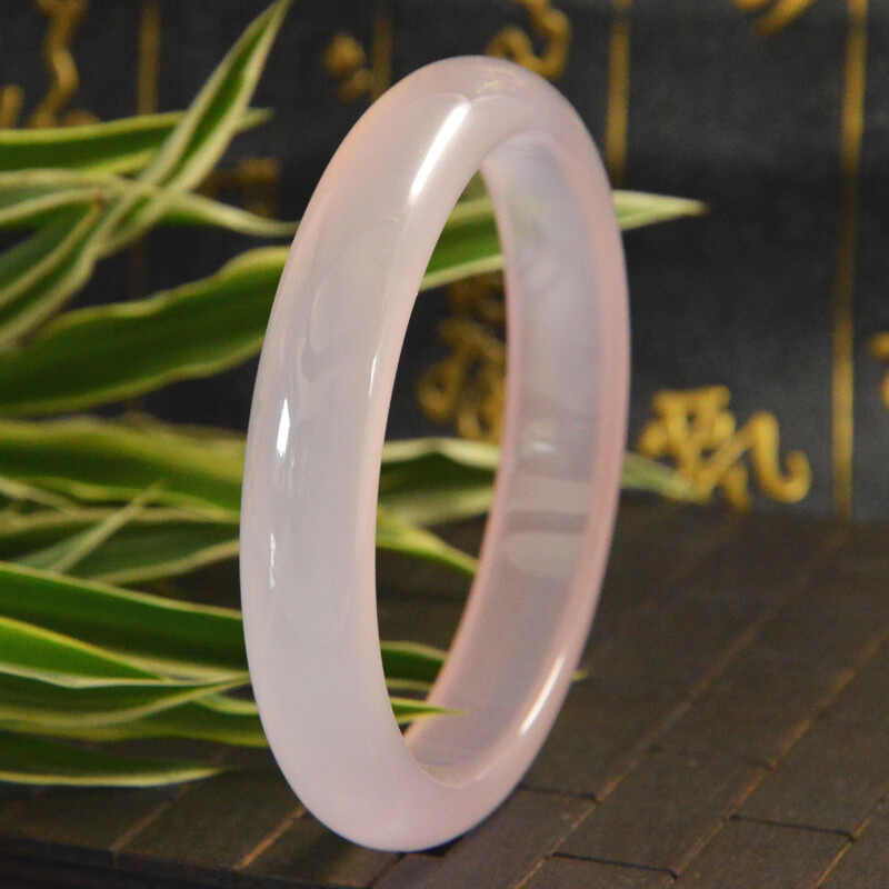 芳北怡陕西冰花芙蓉玉手镯贵妃镯 天然女人石玉髓手饰女 图片色 6.2cm