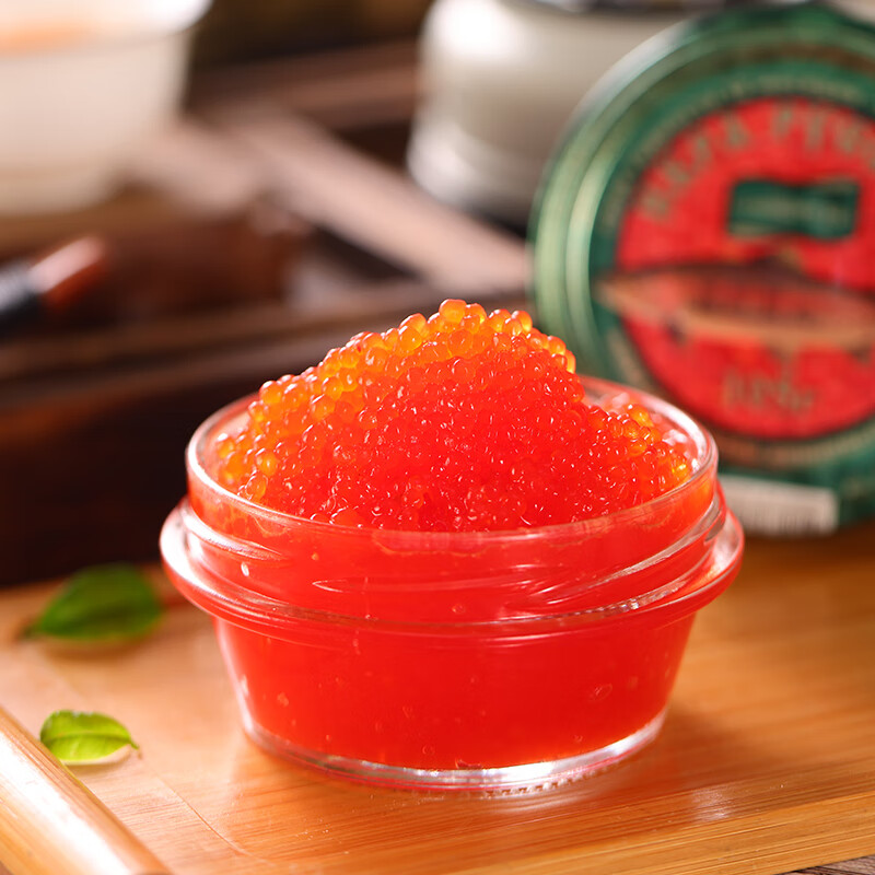 clcey俄罗斯罐头进口大马哈鱼子酱即食飞鱼籽红鱼子凝结鱼籽酱105g 红