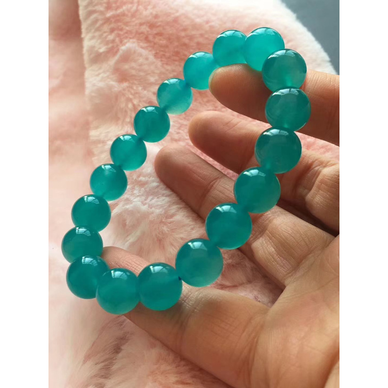 天然冰种天然天河石单圈手链 高冰高蓝无杂无黑 送女友闺饰品礼物 12