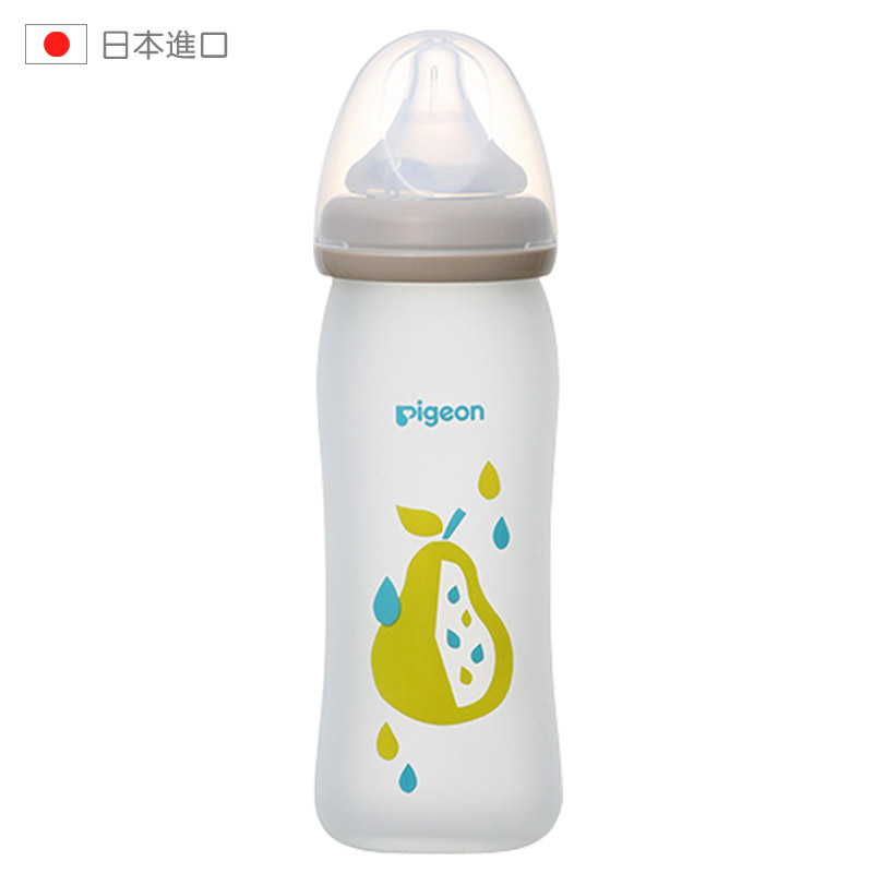 贝亲(Pigeon)硅胶玻璃奶瓶 婴儿仿母乳新生儿宽口径240ml M号(3个月以上)限量版梨子款 原装进口