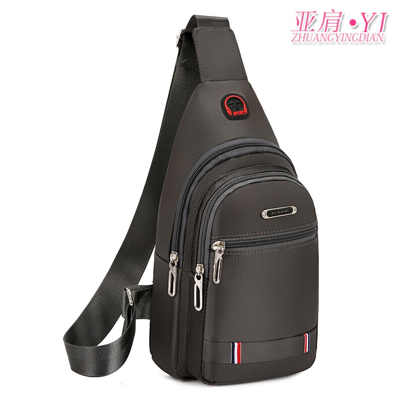 新款胸包男士包包单肩斜挎包休闲斜跨包胸前斜背包潮小男包 大号灰 